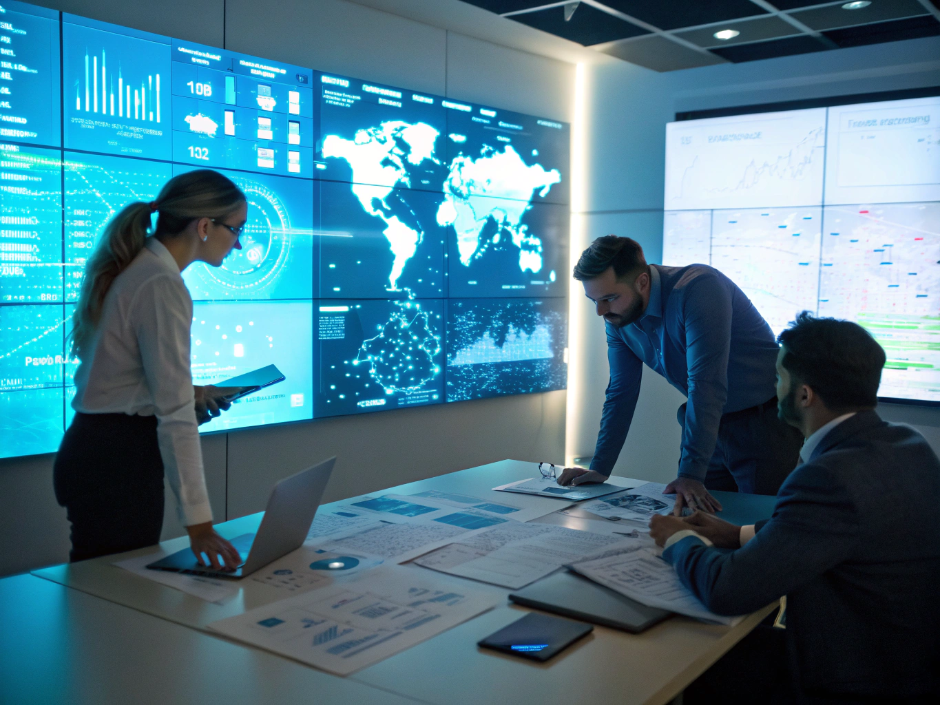 Strategic digital planning on a glass surface